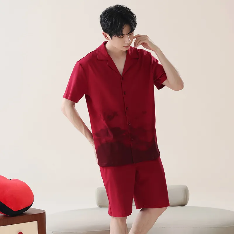 FENTENGCARE Pajama Set Men's Red-4