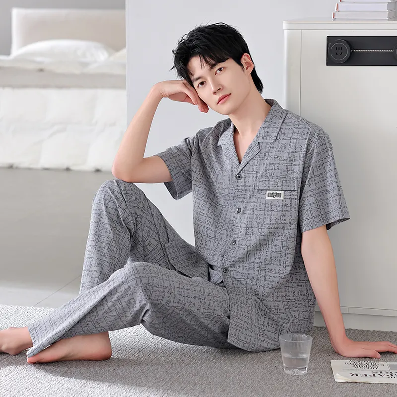 FENTENGCARE Pajama Set Men's Gray-4
