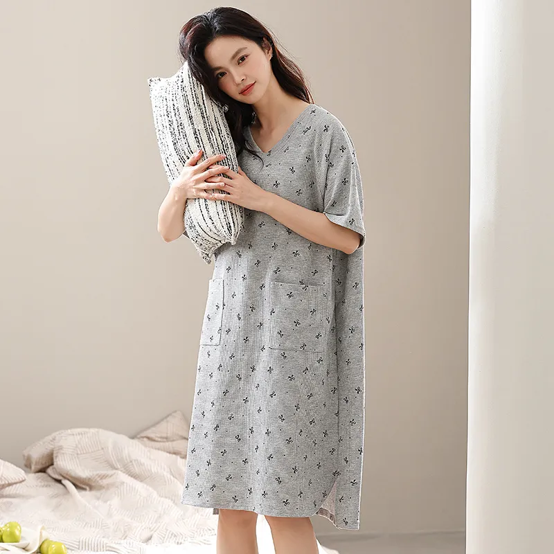 FENTENGCARE Nightgown Women's Gray-4