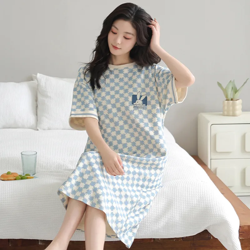 FENTENGCARE Nightgown Women's Light Blue-6