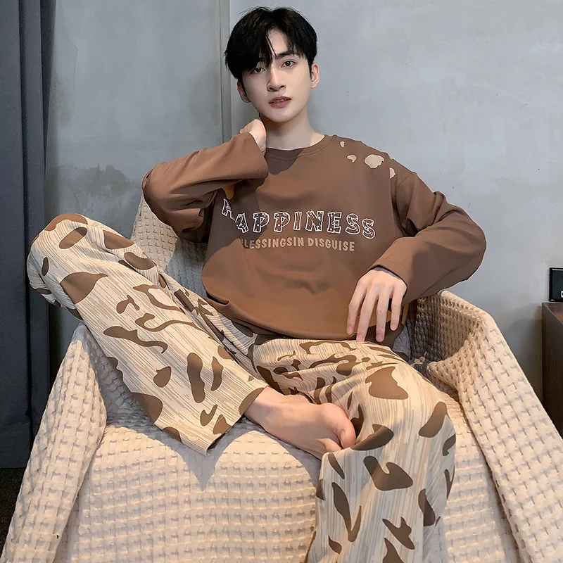 FENTENGCARE Pajama Set Men's Coffee-4