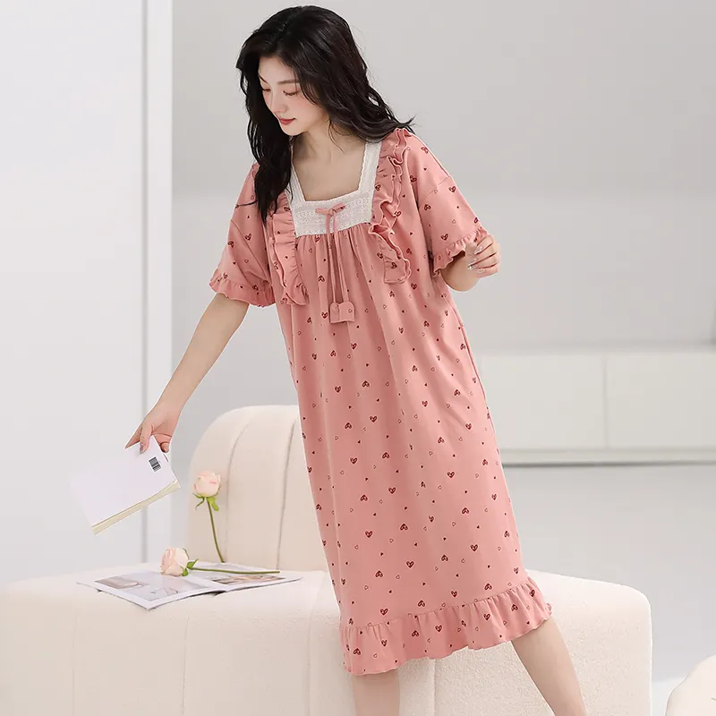 FENTENGCARE Nightgown Women's Peach-5