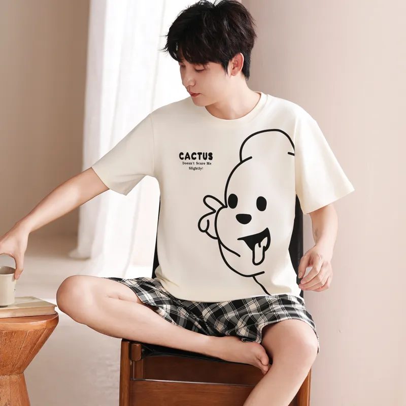 FENTENGCARE Pajama Set Men's White-5
