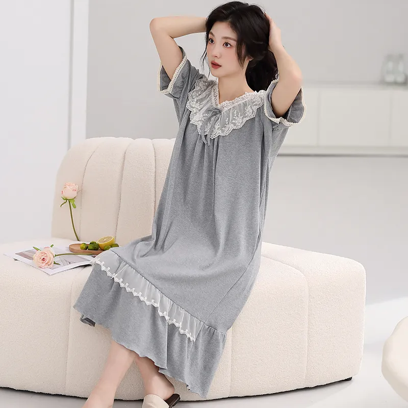 FENTENGCARE Nightgown Women's Gray-4