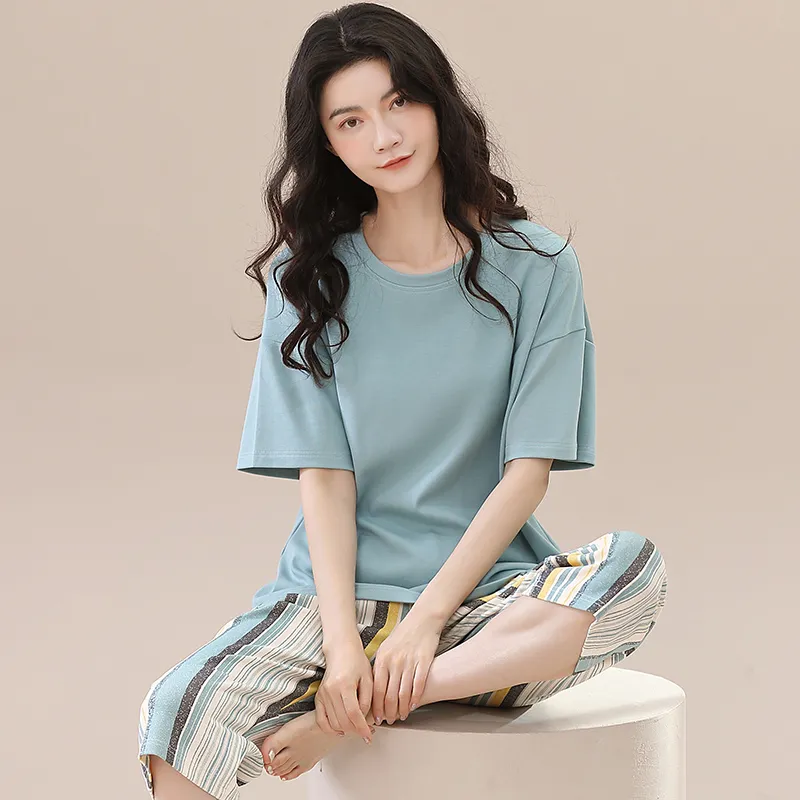FENTENGCARE Pajama Set Women's Peacock Blue-1