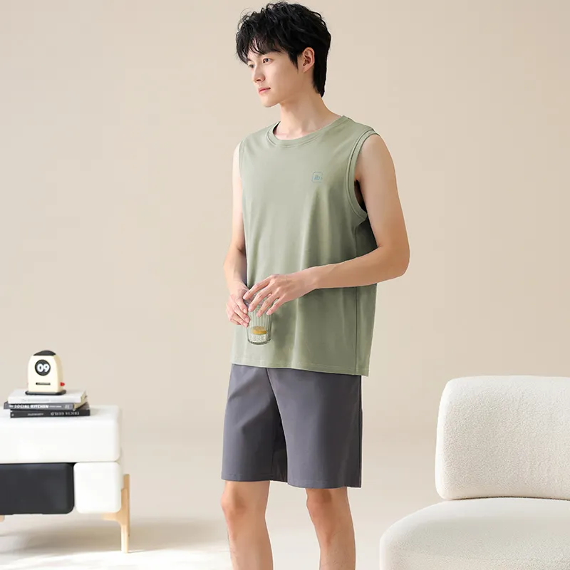 FENTENGCARE Pajama Set Men's Olive-6