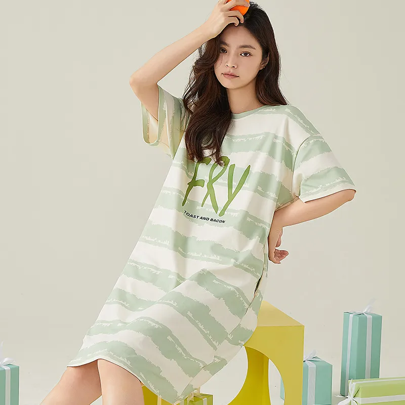 FENTENGCARE Nightgown Women's Light Green-2