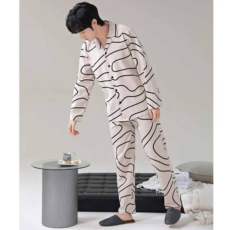 FENTENGCARE Pajama Set Men's Khaki-1