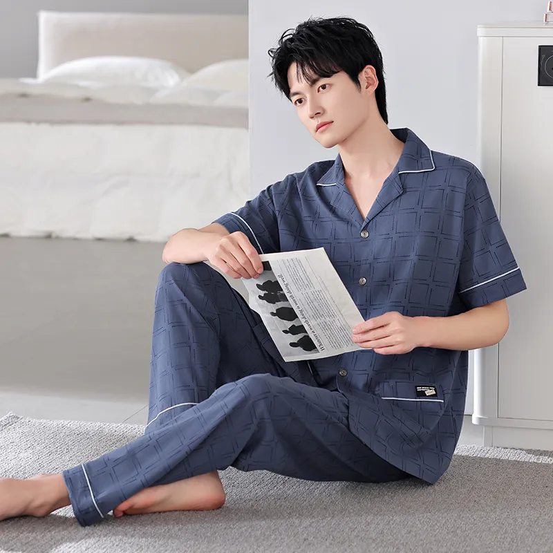 FENTENGCARE Pajama Set Men's Navy Blue-4