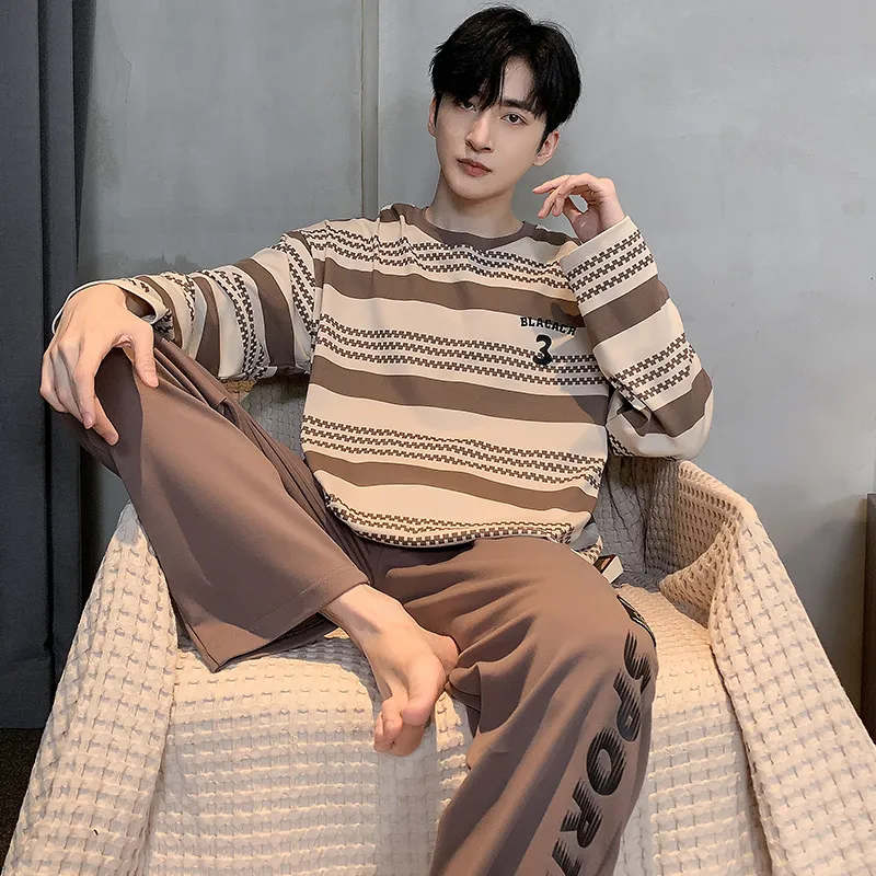 FENTENGCARE Pajama Set Men's Coffee-3