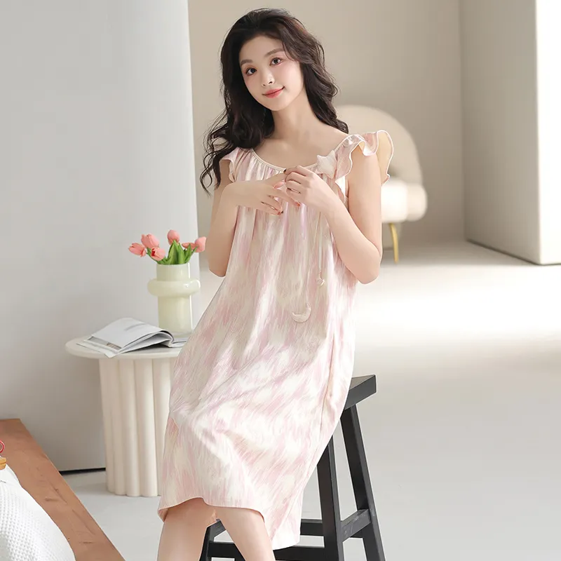 FENTENGCARE Nightgown Women's Pink-7
