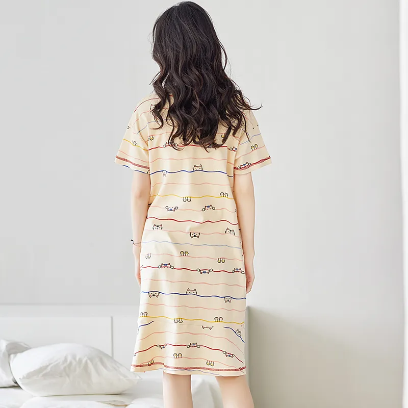 FENTENGCARE Nightgown Women's Apricot-7