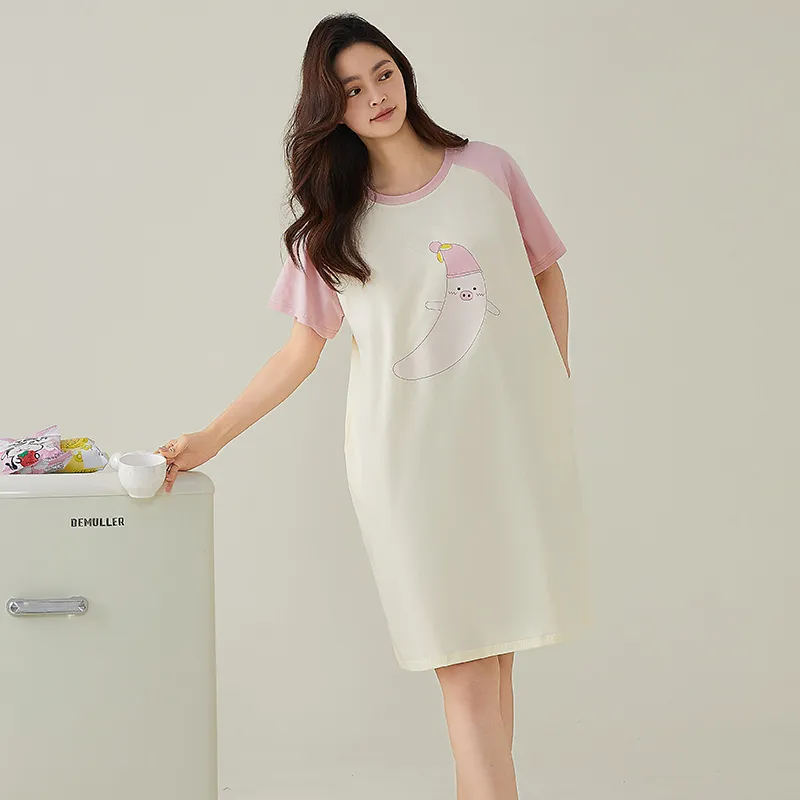 FENTENGCARE Nightgown Women's White-5