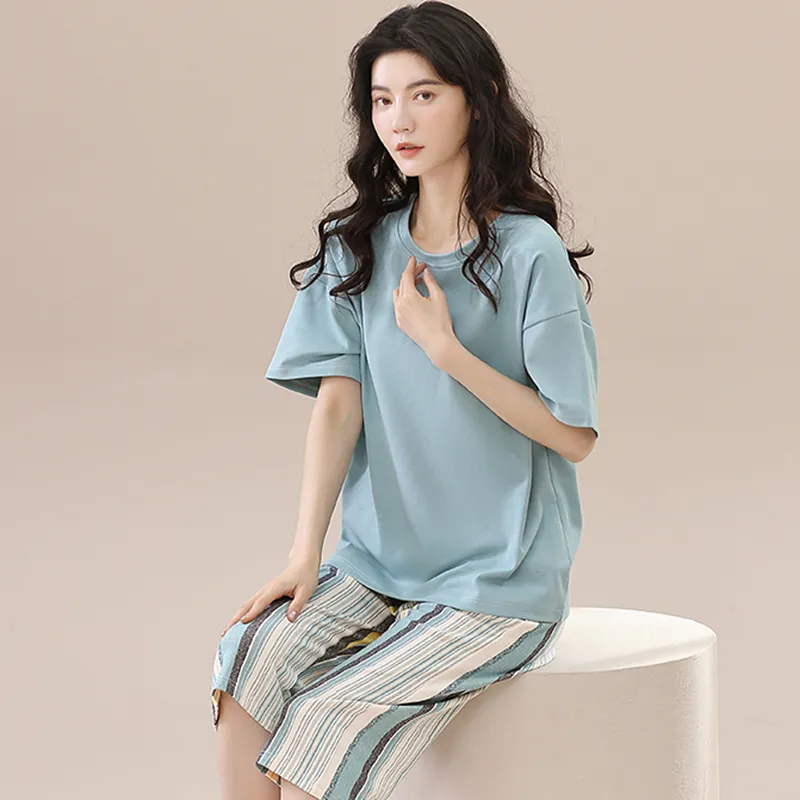 FENTENGCARE Pajama Set Women's Peacock Blue-5