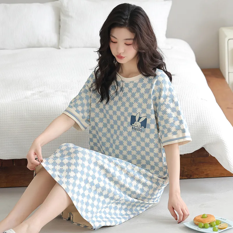 FENTENGCARE Nightgown Women's Light Blue-7
