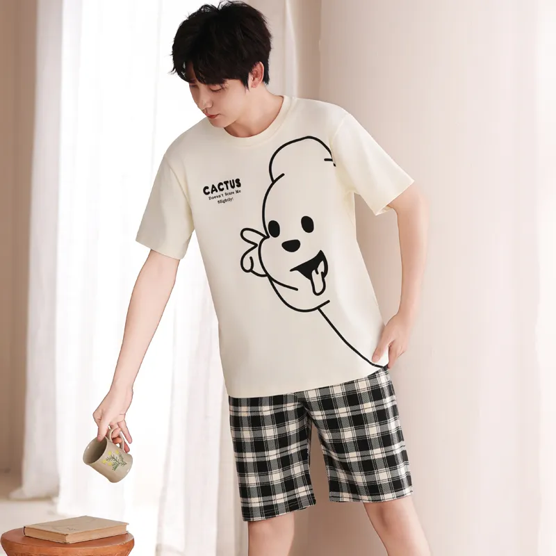 FENTENGCARE Pajama Set Men's White-3