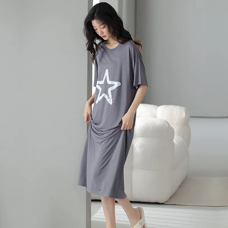 FENTENGCARE Nightgown Women's Gray-2