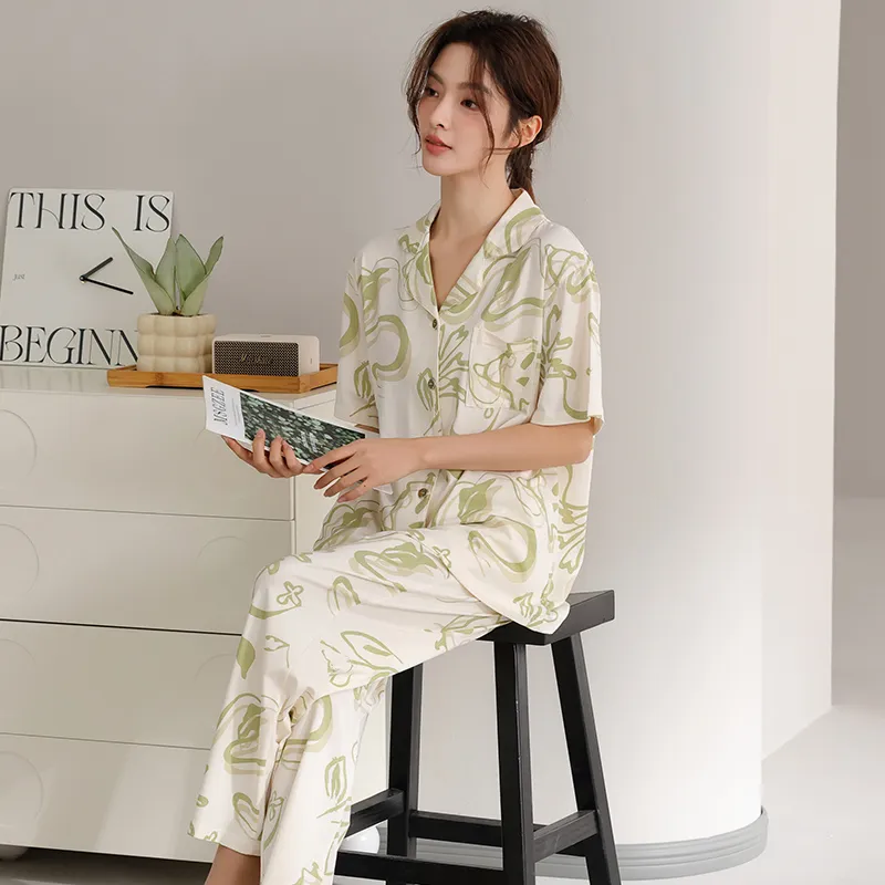 FENTENGCARE Pajama Set Women's Light Green-5
