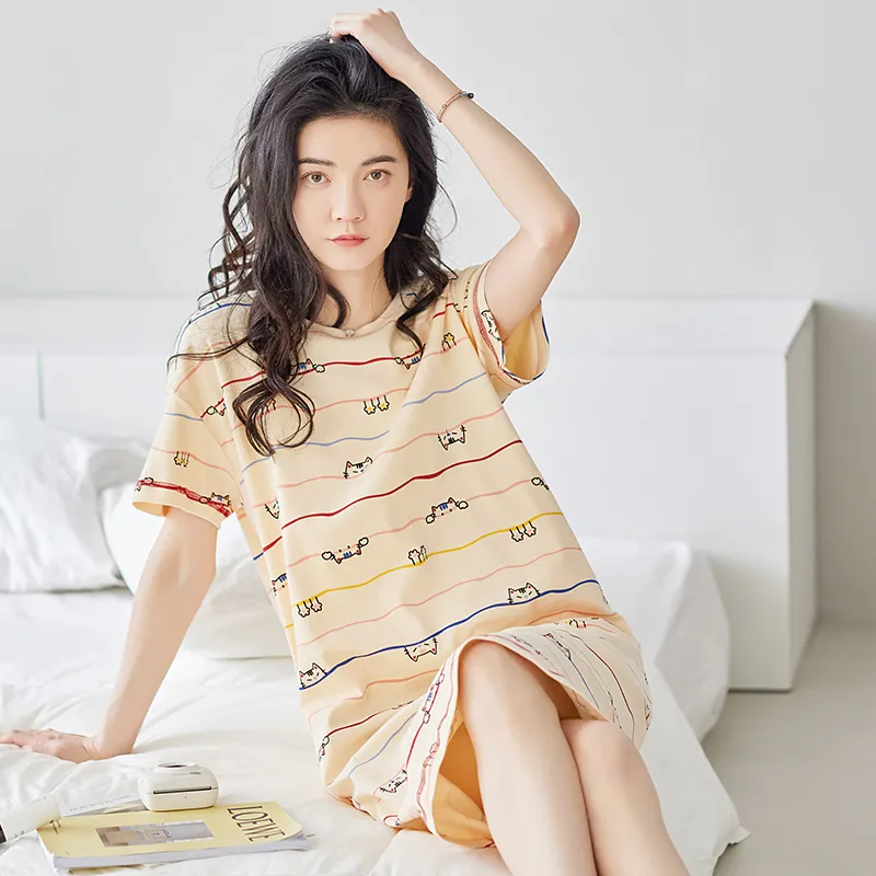 FENTENGCARE Nightgown Women's Apricot-4