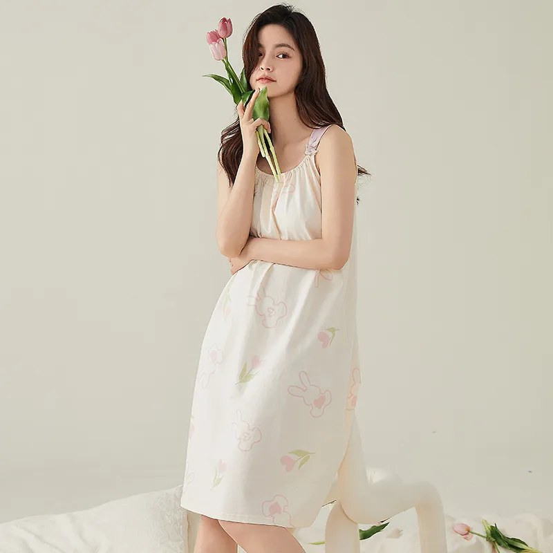 FENTENGCARE Nightgown Women's White-6
