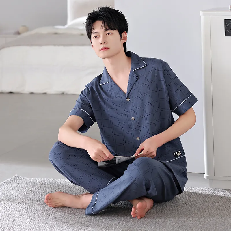 FENTENGCARE Pajama Set Men's Navy Blue-1