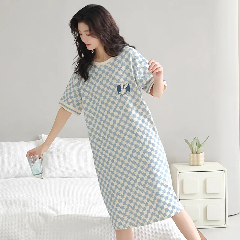 FENTENGCARE Nightgown Women's Light Blue-2