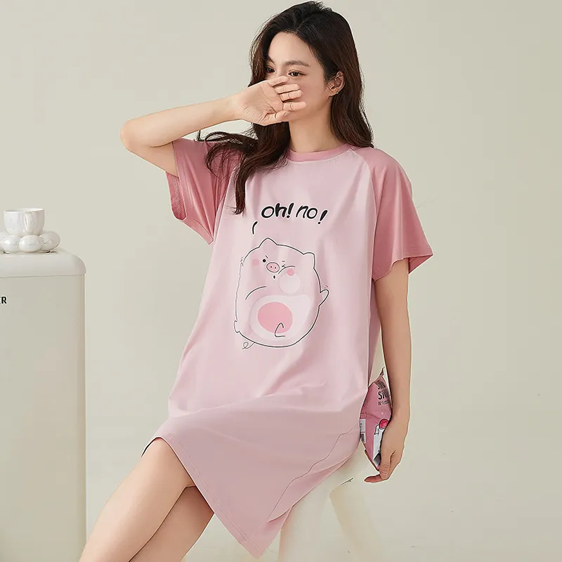 FENTENGCARE Nightgown Women's Pink-3