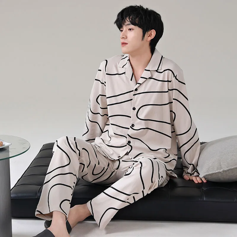 FENTENGCARE Pajama Set Men's Khaki-7