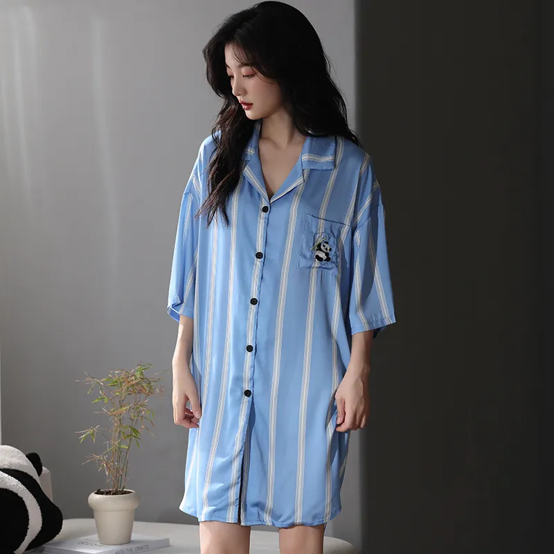 FENTENGCARE Nightgown Women's Blue-2