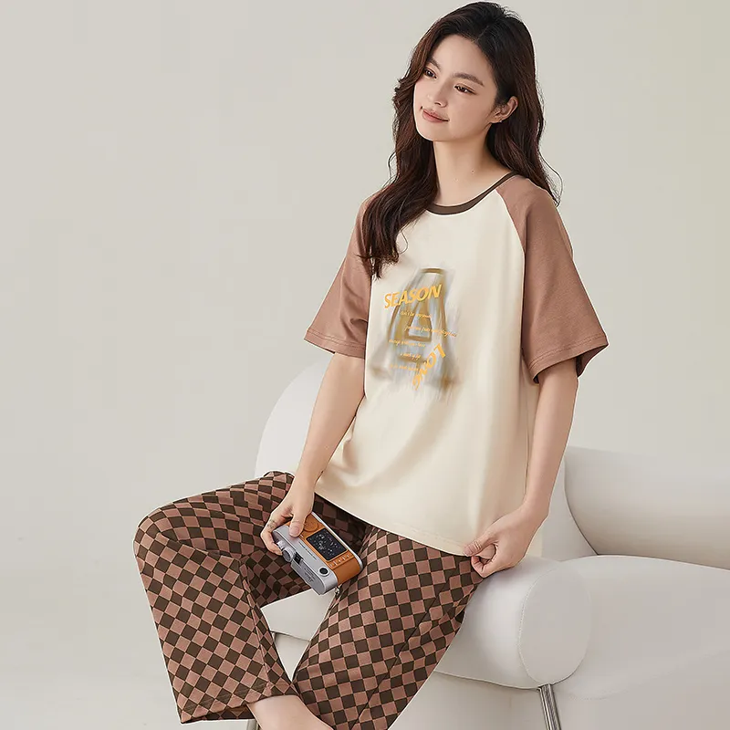 FENTENGCARE Pajama Set Women's Brown-2