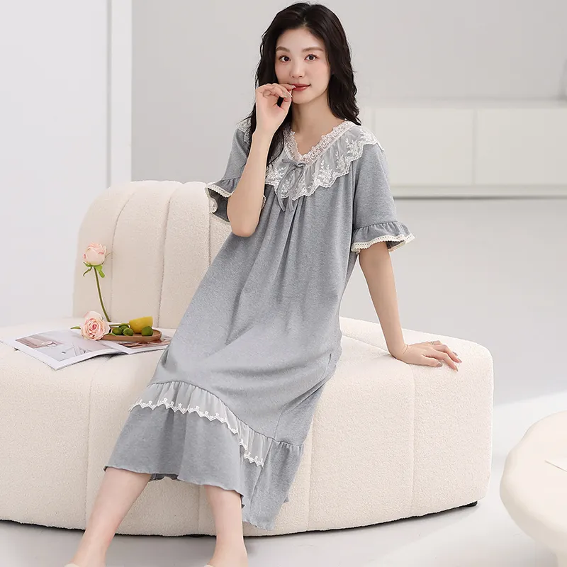 FENTENGCARE Nightgown Women's Gray-2