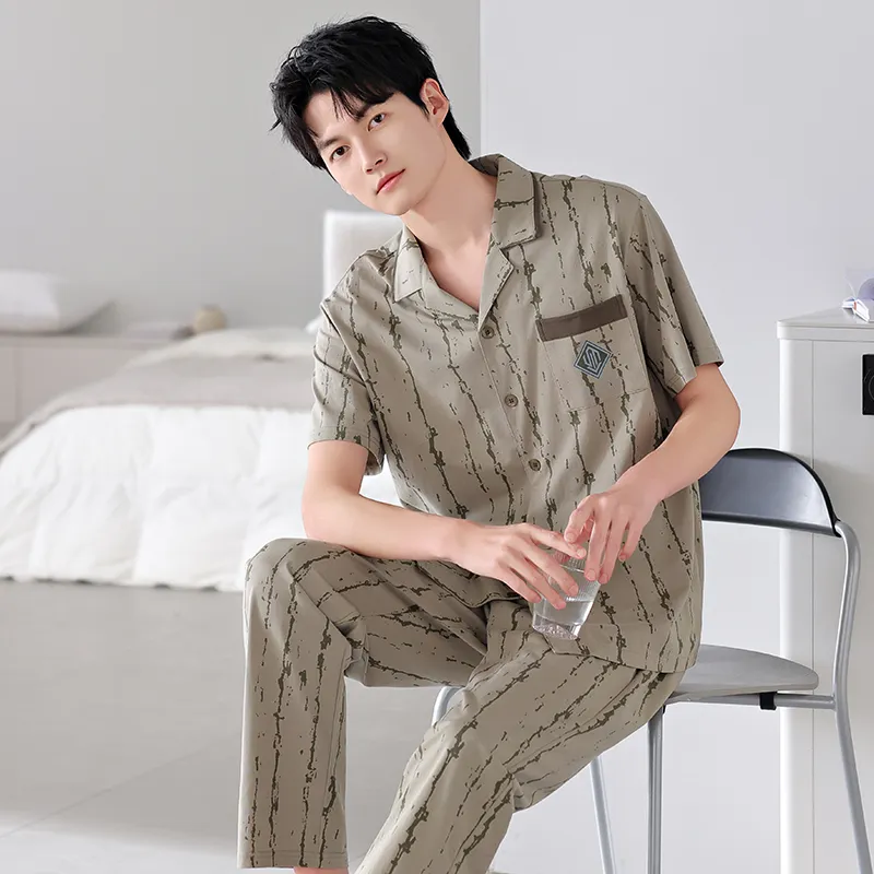 FENTENGCARE Pajama Set Men's Olive-6