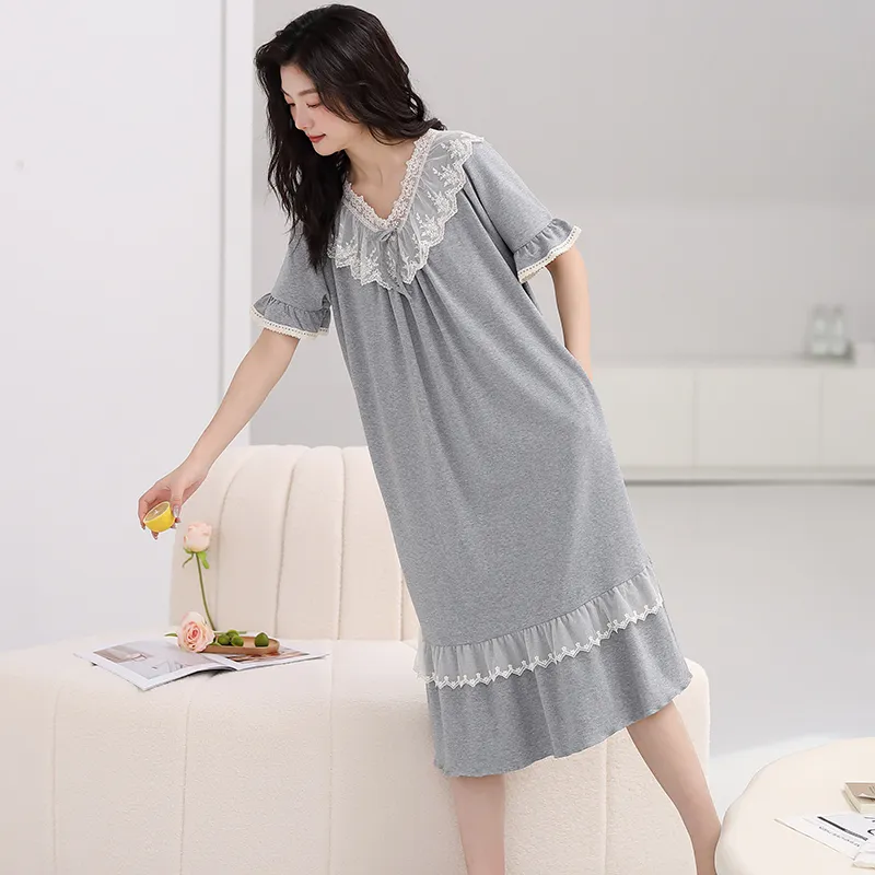 FENTENGCARE Nightgown Women's Gray-5