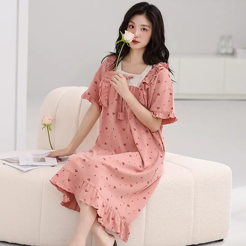 FENTENGCARE Nightgown Women's Peach-4