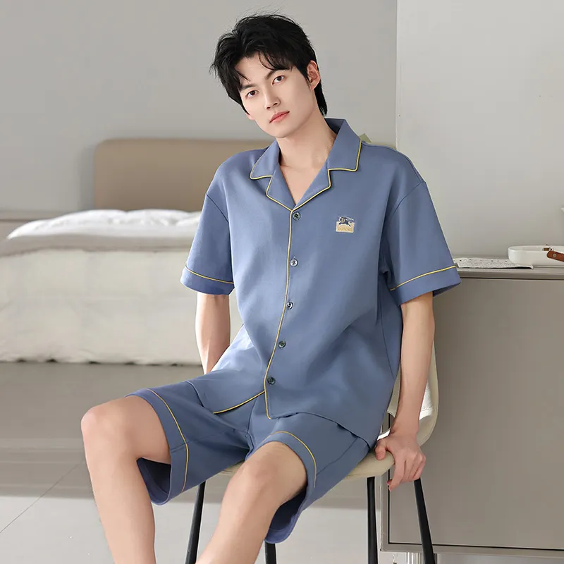 FENTENGCARE Pajama Set Men's Peacock Blue-4