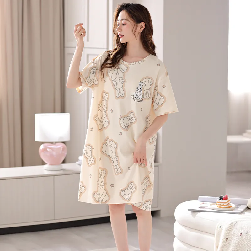 FENTENGCARE Nightgown Women's Apricot-6