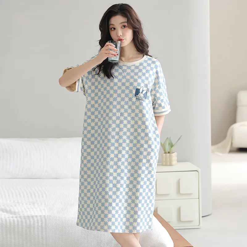 FENTENGCARE Nightgown Women's Light Blue-1