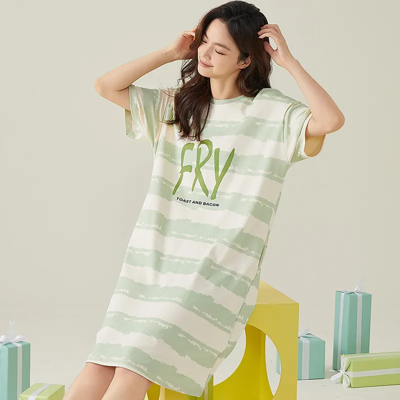 FENTENGCARE Nightgown Women's Light Green-1