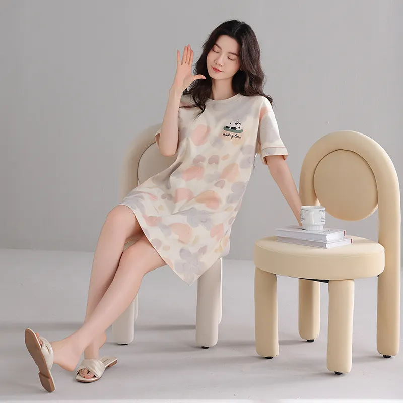 FENTENGCARE Nightgown Women's Apricot-6