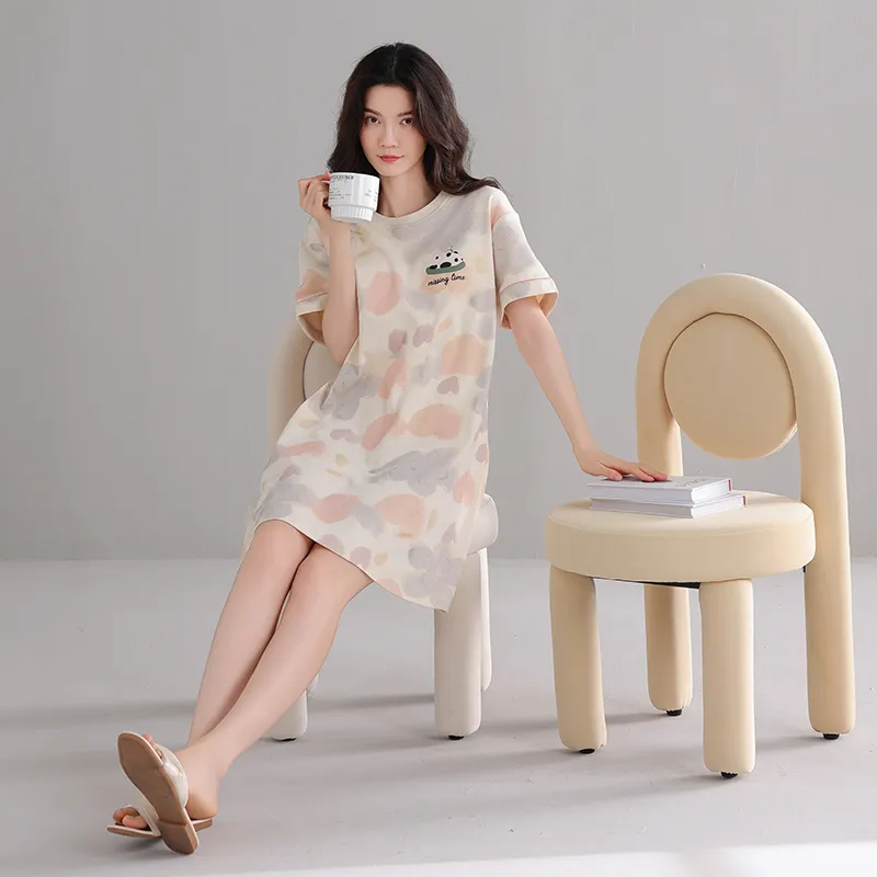 FENTENGCARE Nightgown Women's Apricot-4