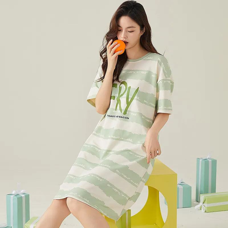 FENTENGCARE Nightgown Women's Light Green-4