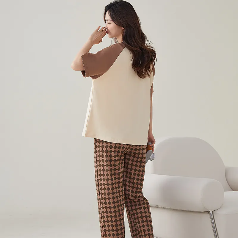 FENTENGCARE Pajama Set Women's Brown-7