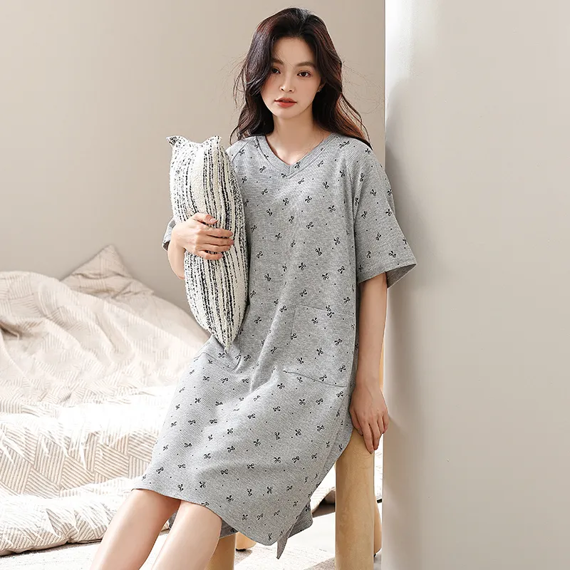 FENTENGCARE Nightgown Women's Gray-6