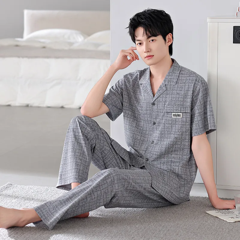 FENTENGCARE Pajama Set Men's Gray-5