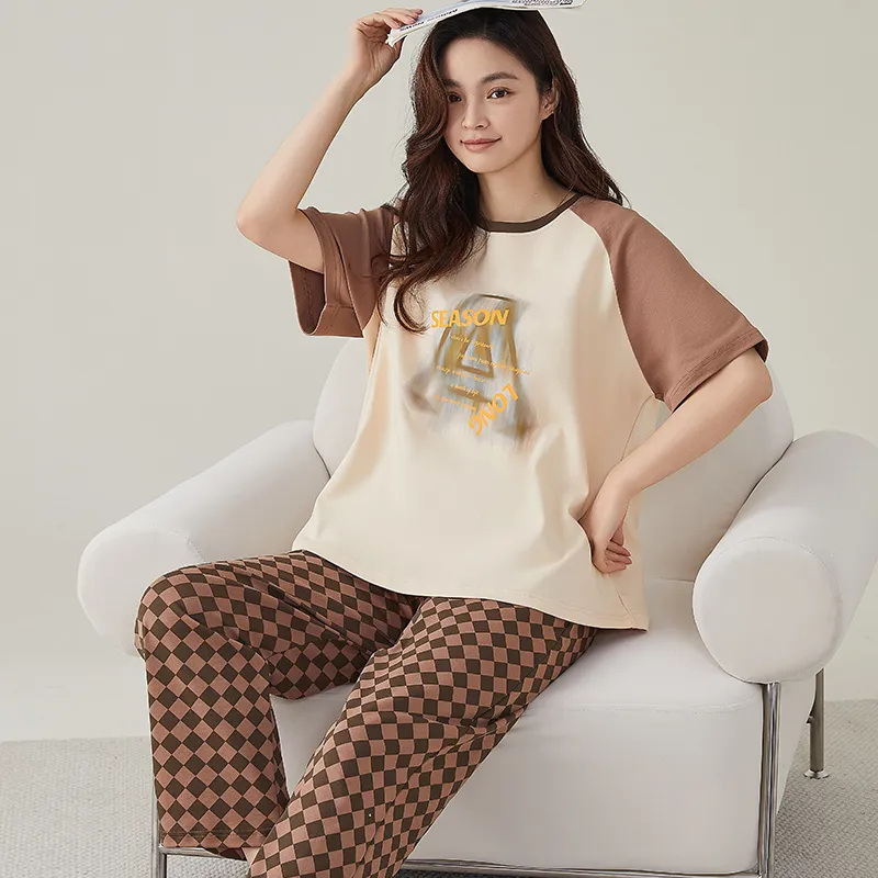 FENTENGCARE Pajama Set Women's Brown-5