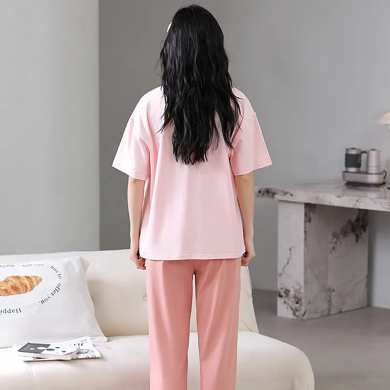Cotton Gene Pajama Set Women's Pink-1