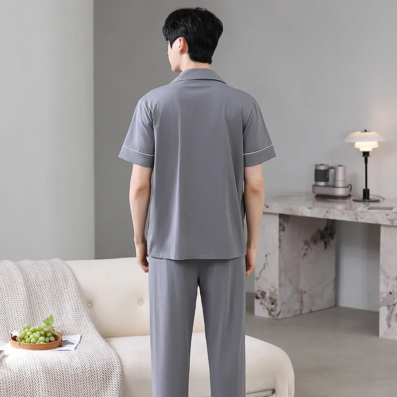 Cotton Gene Pajama Set Men's Dark Gray-1