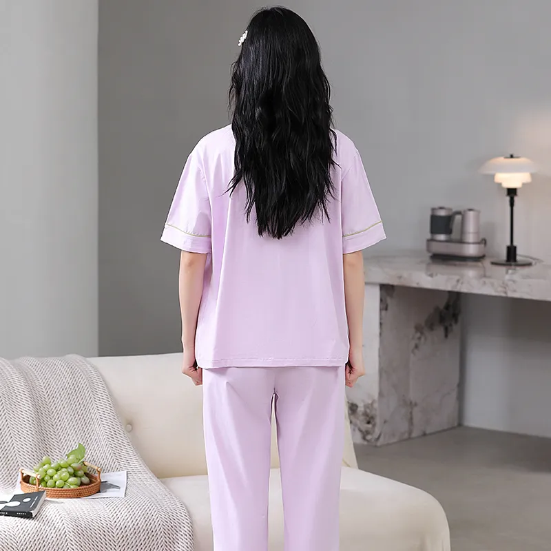 Cotton Gene Pajama Set Women's Light Purple-1