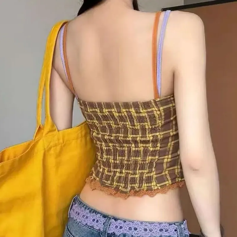 MIMOSA CHUR Camisoles Women's Yellow Plaid-1