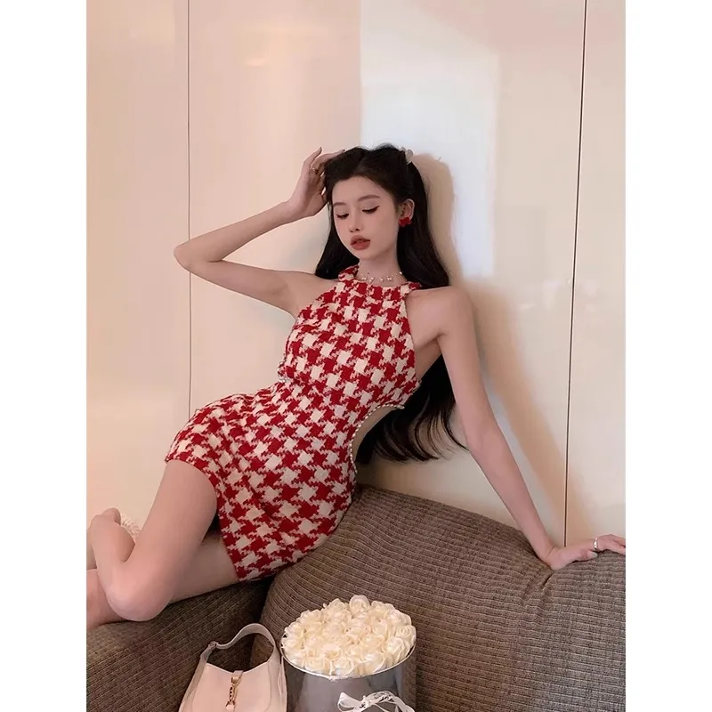 MIMOSA CHUR Slip Dress Women's Red Plaid-2